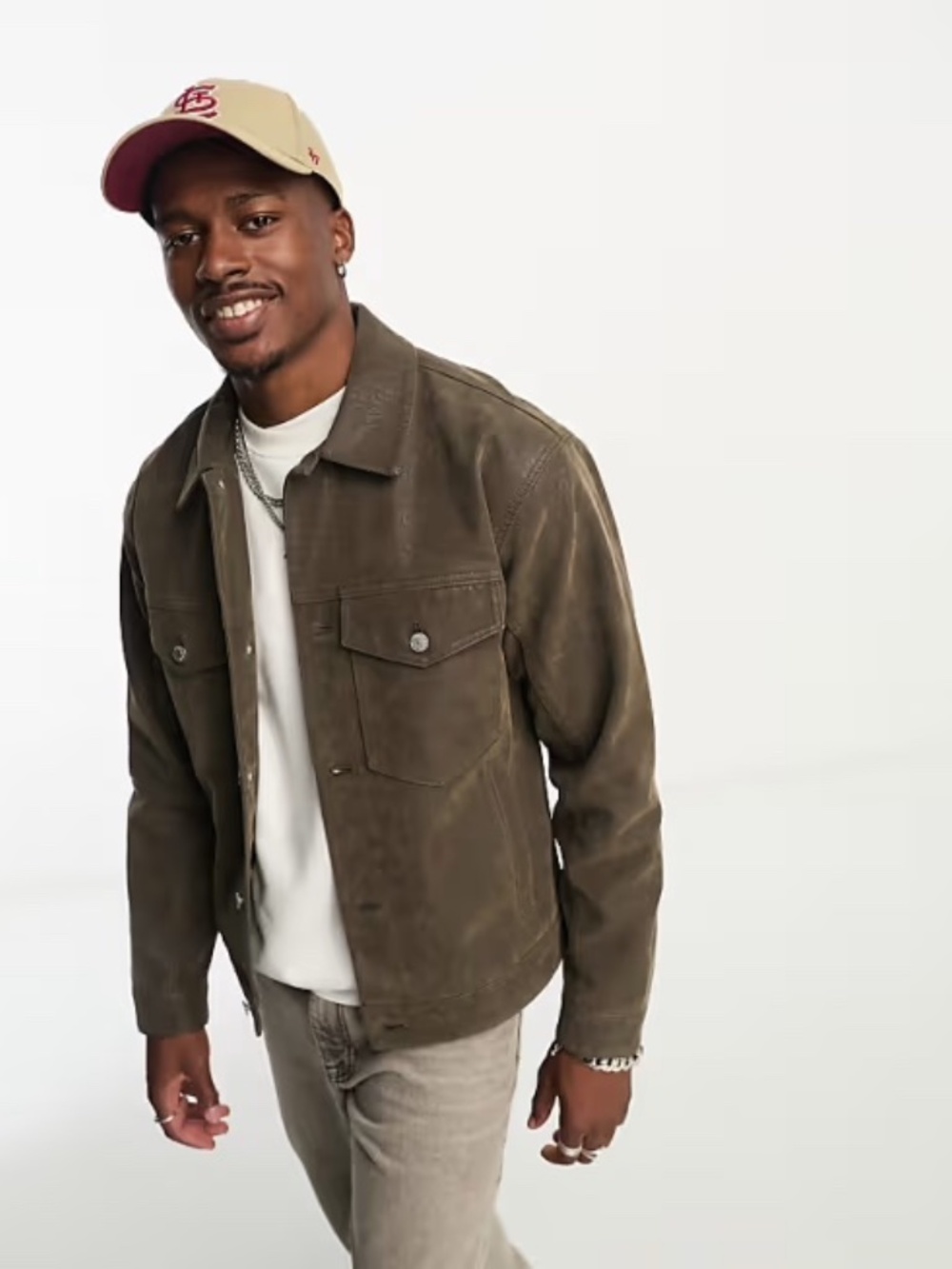 Abercrombie Suede Jacket XL Green | Genuine Suede